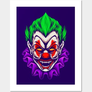 spooky clown face Posters and Art